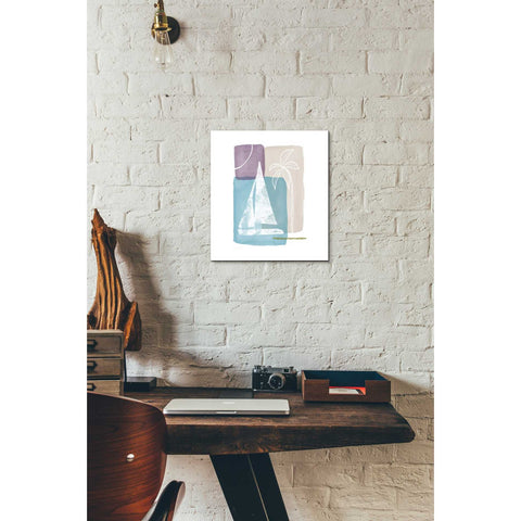 Image of 'Sailboat and Palm' by Linda Woods, Canvas Wall Art,12 x 12