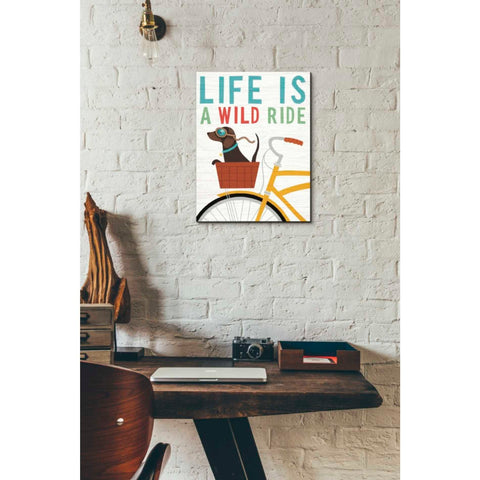 Image of 'Beach Bums Dachshund Bicycle I Life' by Michael Mullan, Canvas Wall Art,12 x 16