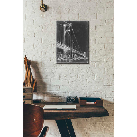 Image of 'Suspension Bridge Blueprint II' by Ethan Harper Canvas Wall Art,12 x 16