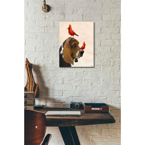 Image of 'Basset Hound and Birds' by Fab Funky Giclee Canvas Wall Art