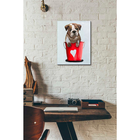 Image of 'Bulldog Bucket Of Love, Red' by Fab Funky Giclee Canvas Wall Art