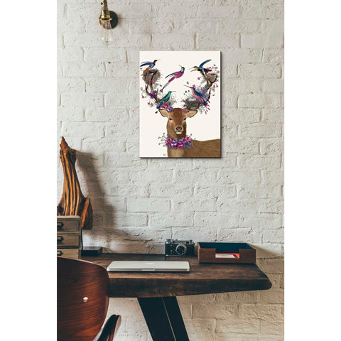 Image of 'Deer Birdkeeper, Tropical Bird Nests' by Fab Funky Giclee Canvas Wall Art