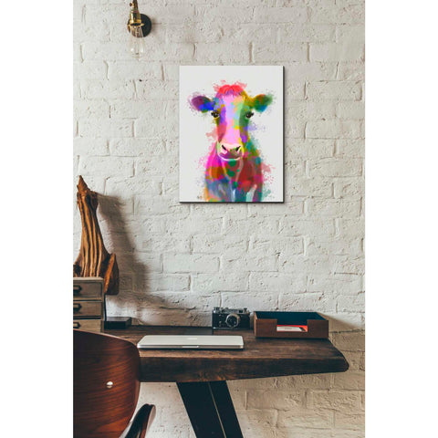 Image of 'Rainbow Splash Cow' by Fab Funky Giclee Canvas Wall Art