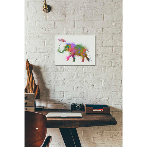 Image of 'Rainbow Splash Elephant' by Fab Funky Giclee Canvas Wall Art