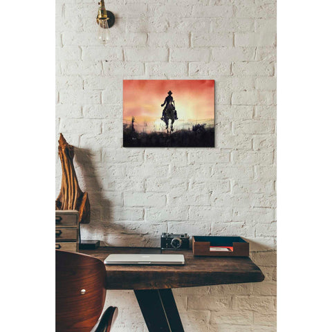 Image of 'Sunrise Rider' by Oscar Alvarez Pardo, Canvas Wall Art,16 x 12