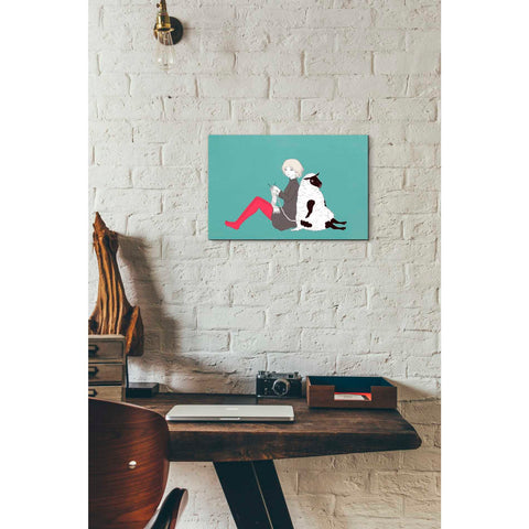 Image of 'Sheep and Girl' by Sai Tamiya, Canvas Wall Art,18 x 12