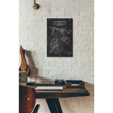 Image of 'Ammunition Feeder for Army Rifle Blueprint Patent Chalkboard' Canvas Wall Art,12 x 18