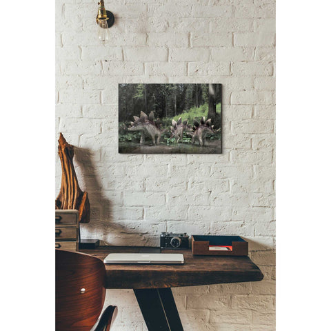 Image of 'Stegosaurus Family' Canvas Wall Art,12 x 18