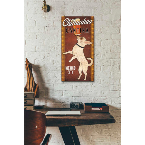 Image of 'White Chihuahua on Red' by Ryan Fowler, Canvas Wall Art,12 x 24