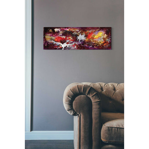 Image of 'Watercolor Nebula Burgundy' by Craig Snodgrass, Canvas Wall Art,12 x 36