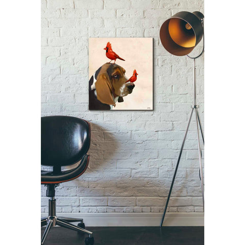 Image of 'Basset Hound and Birds' by Fab Funky Giclee Canvas Wall Art