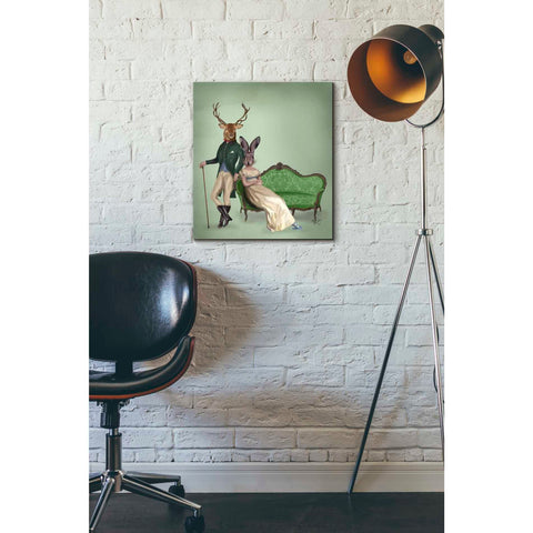Image of 'Mr Deer and Mrs Rabbit' by Fab Funky Giclee Canvas Wall Art