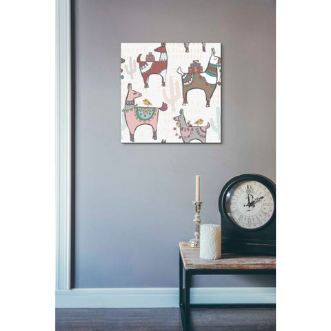 Image of 'Playful Llamas Pattern II' by Farida Zaman, Canvas Wall Art,18 x 18