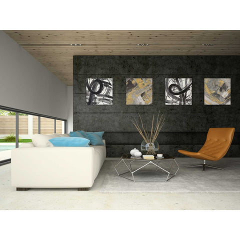 Image of 'Arroyo Gold and Black' by Albena Hristova, Canvas Wall Art,18 x 18