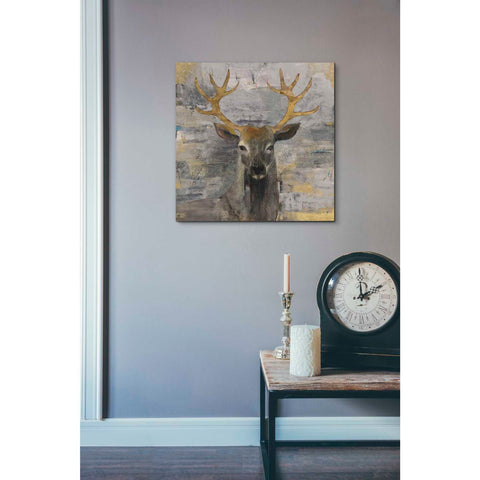 Image of 'The Leader Gold Light Grey' by Albena Hristova, Canvas Wall Art,18 x 18