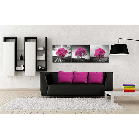 Image of 'Vibrant Tree Series: Magenta Triptych (Set of 3)' Canvas Wall Art,54x18