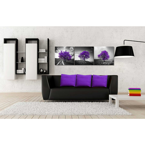 Image of 'Vibrant Tree Series: Amethyst Triptych (Set of 3)' Canvas Wall Art,54 x 18