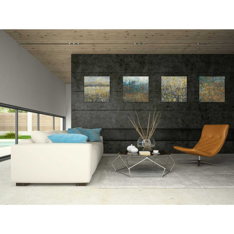 Image of 'Blue And Bronze Dots' by Danhui Nai, Canvas Wall Art,18 x 18