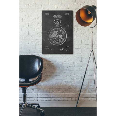 Image of 'Pocket Watch Blueprint Patent Chalkboard' Canvas Wall Art,18 x 26