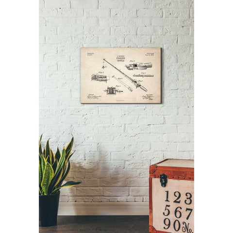 Image of 'Fishing Tackle Blueprint Patent Parchment' Canvas Wall Art,18 x 26