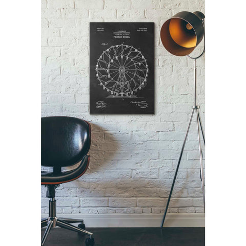 Image of 'Ferris Wheel, 1920 Blueprint Chalkboard Patent' Canvas Wall Art,18 x 26