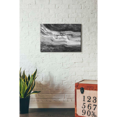 Image of 'Currents Gray Black White' by Albena Hristova, Canvas Wall Art,26 x 18