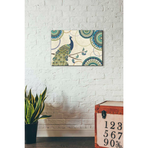 Image of 'Peacock Paradise I' by Veronique Charron, Canvas Wall Art,26 x 18