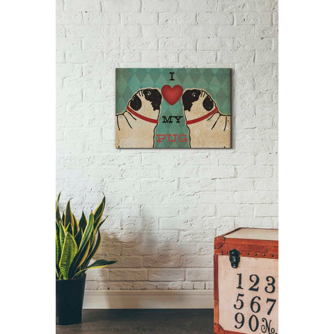 Image of 'Pug and Pug - I Love My Pug' by Ryan Fowler, Canvas Wall Art,18 x 26