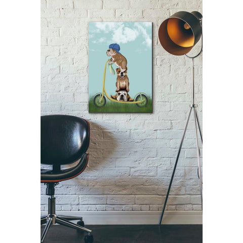 Image of 'English Bulldog Scooter' by Fab Funky Giclee Canvas Wall Art