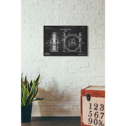 Image of 'Tesla Turbine Blueprint Patent Chalkboard' Canvas Wall Art,26 x 18