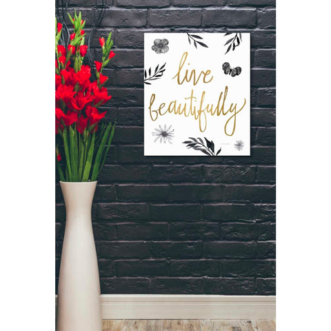 Image of 'Live Beautifully BW' by Sara Zieve Miller, Canvas Wall Art,20 x 24