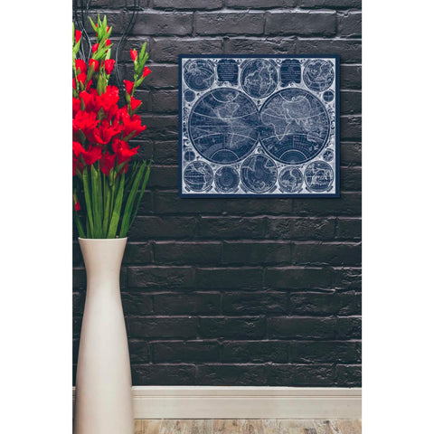 Image of 'World Globes Blueprint' by Vision Studio Giclee Canvas Wall Art