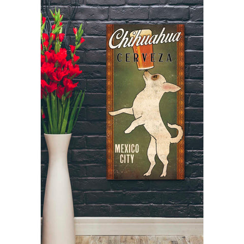 Image of 'White Chihuahua on Green' by Ryan Fowler, Canvas Wall Art,20 x 40