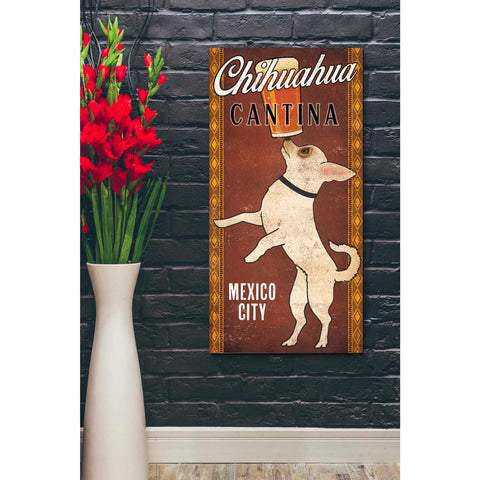 Image of 'White Chihuahua on Red' by Ryan Fowler, Canvas Wall Art,20 x 40