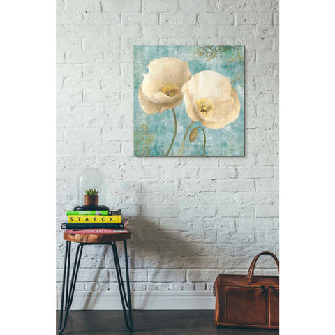 Image of 'Poppies on Paisley' by Albena Hristova, Canvas Wall Art,26 x 26