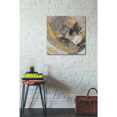 Image of 'Arroyo Gold and Black' by Albena Hristova, Canvas Wall Art,26 x 26
