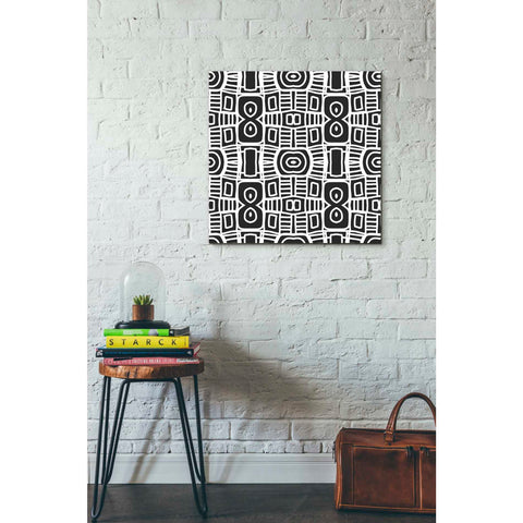 Image of 'Black And White Boho Floral II' by Linda Woods, Canvas Wall Art,26 x 26