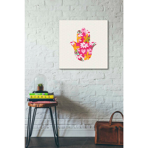 Image of 'Summer Garden Hamsa' by Linda Woods, Canvas Wall Art,26 x 26