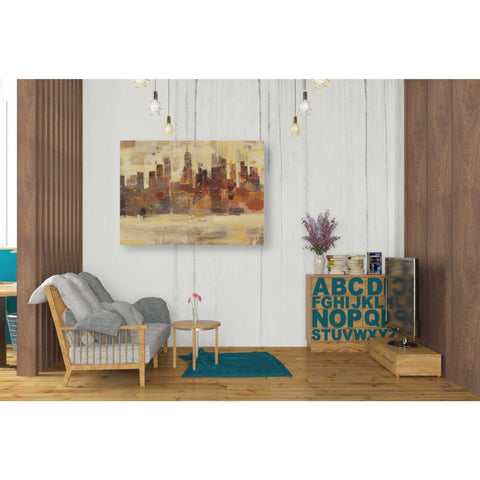 Image of 'City Skyline at Dusk' by Albena Hristova, Canvas Wall Art,34 x 26