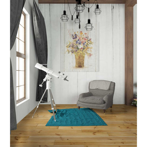 Image of 'Wild Flowers in Vase II on Barn Board' by Cheri Blum, Canvas Wall Art,26 x 34