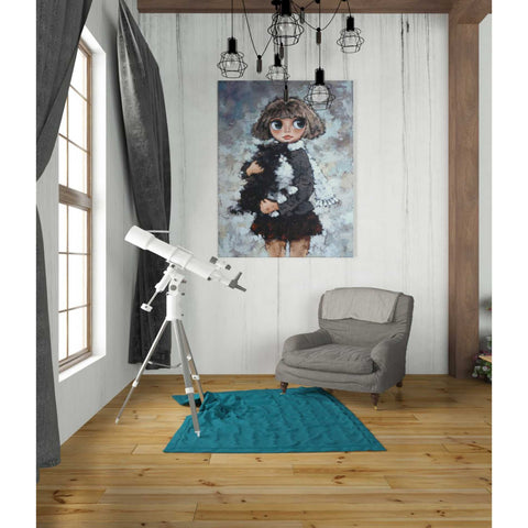 Image of 'Girl With Cat' by Alexander Gunin, Canvas Wall Art,26 x 34
