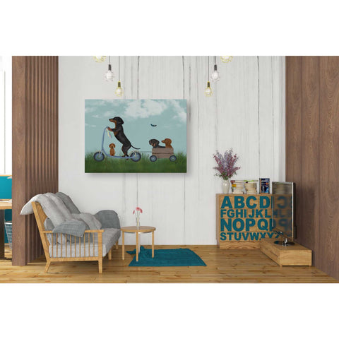 Image of 'Dachshund Scooter' by Fab Funky Giclee Canvas Wall Art