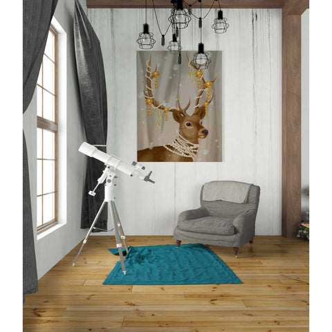 Image of 'Deer with Gold Bells' by Fab Funky Giclee Canvas Wall Art