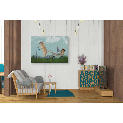 Image of 'Golden Retriever Scooter' by Fab Funky Giclee Canvas Wall Art