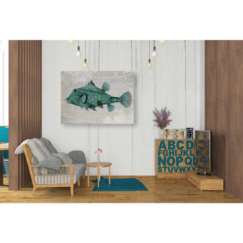 Image of 'Turquoise Turret Fish' by Fab Funky Giclee Canvas Wall Art