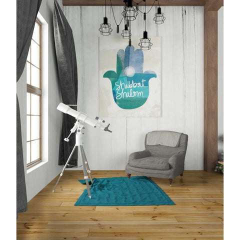 Image of 'Shabbat Shalom Hamsa' by Linda Woods, Canvas Wall Art,26 x 34