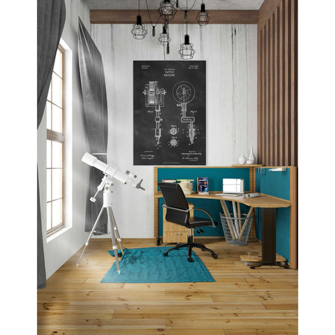 Image of 'Tattoo Machine Blueprint Patent Chalkboard' Canvas Wall Art,26 x 40