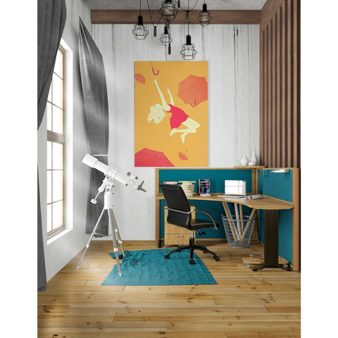 Image of 'Flying Umbrellas' by Sai Tamiya, Canvas Wall Art,26 x 40