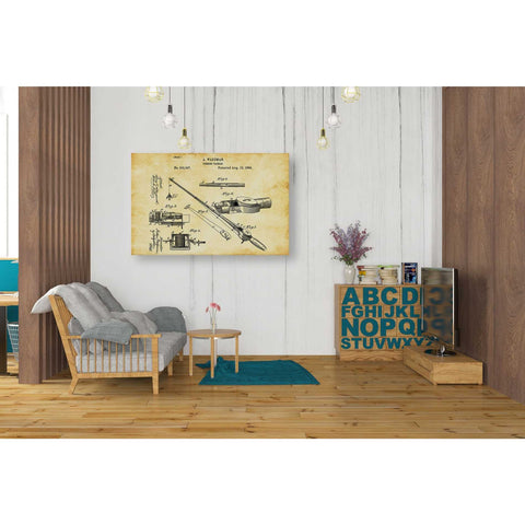 Image of "Fishing Tackle Vintage Patent Blueprint" Giclee Canvas Wall Art