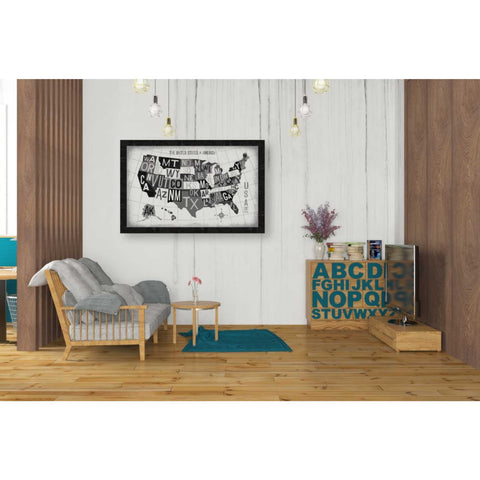 Image of 'Letterpress USA Map Dark' by Michael Mullan, Canvas Wall Art,40 x 26